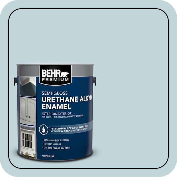 BEHR PREMIUM 1 gal. #S450-2 Wind Speed Urethane Alkyd Semi-Gloss Enamel Interior/Exterior Paint (2)