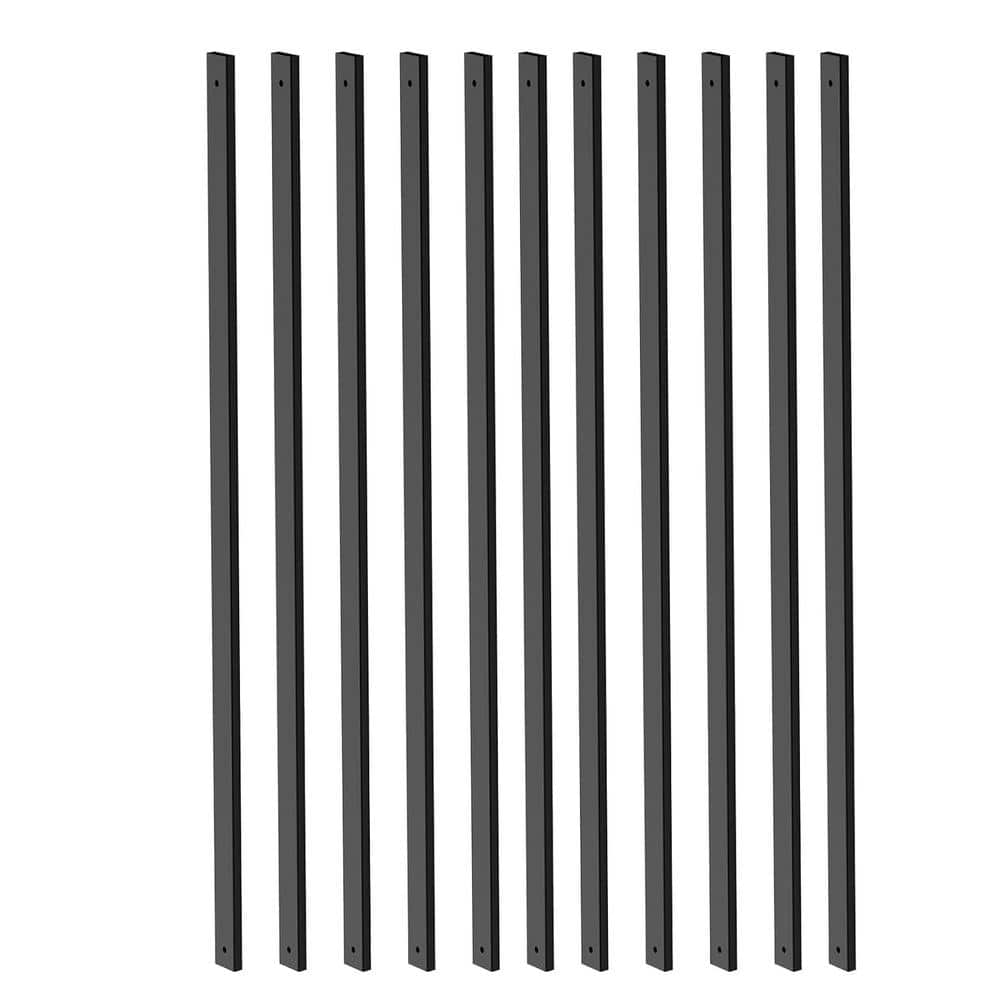 Afoxsos 36 in. x 1 in. Metal Deck Rectangular Spindles Staircase Baluster with Screws in Black-(25-Pack)