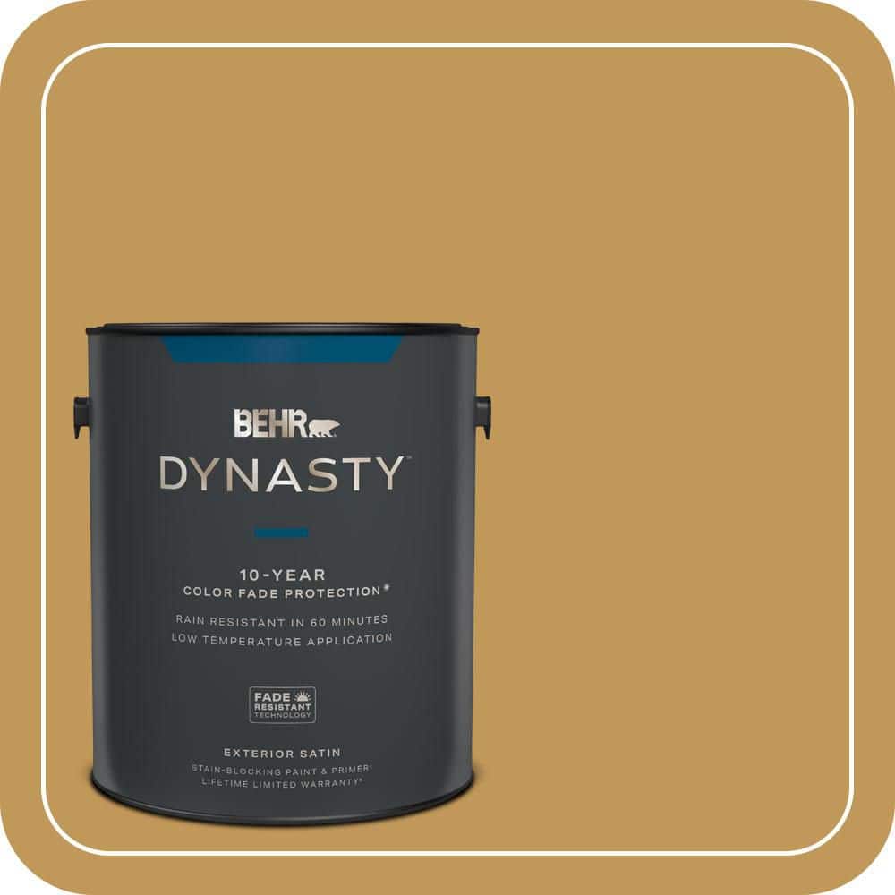 BEHR DYNASTY 1 gal. #330D-6 Townhouse Tan Satin Enamel Exterior Stain-Blocking Paint & Primer