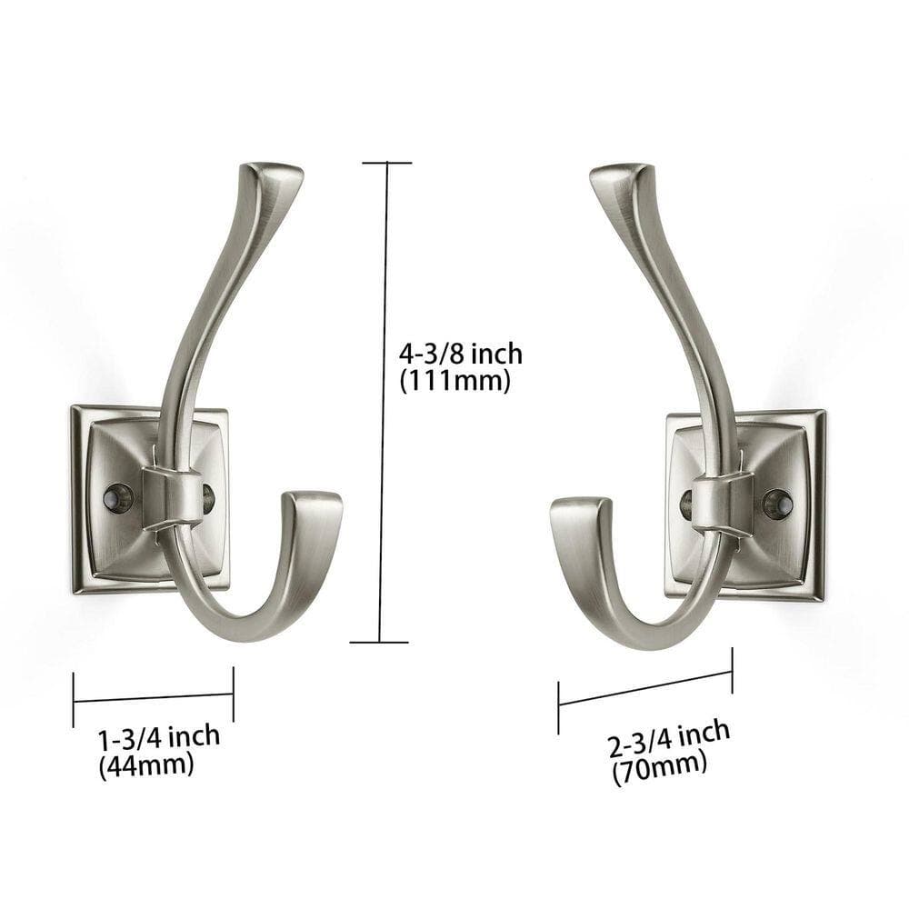 Unbranded J-Hook Hook Type 5 Pack Brushed Satin Nickel Zinc Double Robe Hook and Towel Hook Wall Mounted Coat Hanger (2)