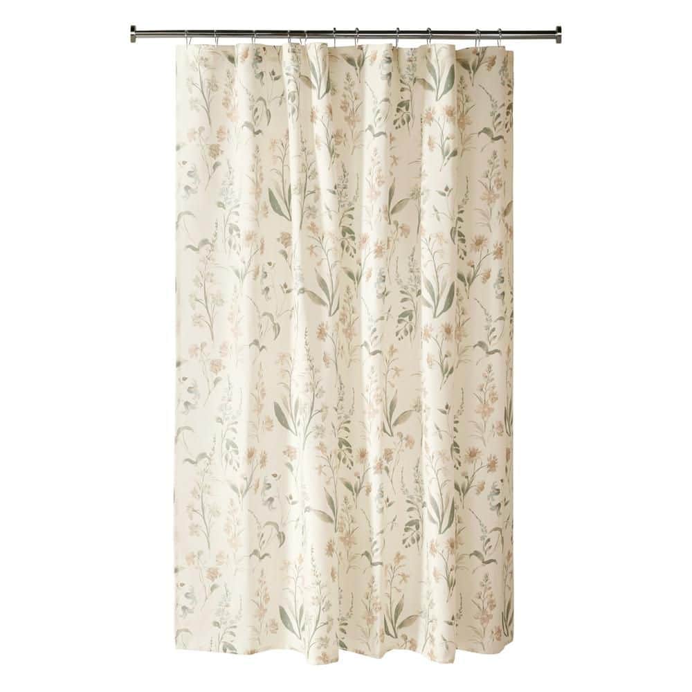 Becky Cameron 72 in. W x 72 in. L Timeless Floral Polyester Shower Curtain in Natural