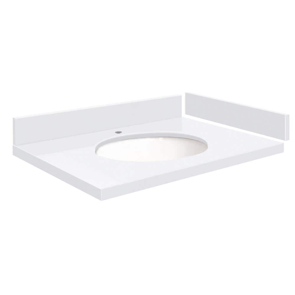 Transolid Silestone 43.5 in. W 22.25 in. D Quartz White Round Single Sink Vanity Top (1)