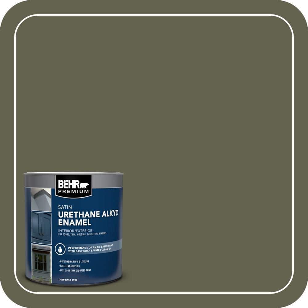 BEHR PREMIUM 1 qt. #N350-7A Mountain Olive Satin Enamel Urethane Alkyd Interior/Exterior Paint