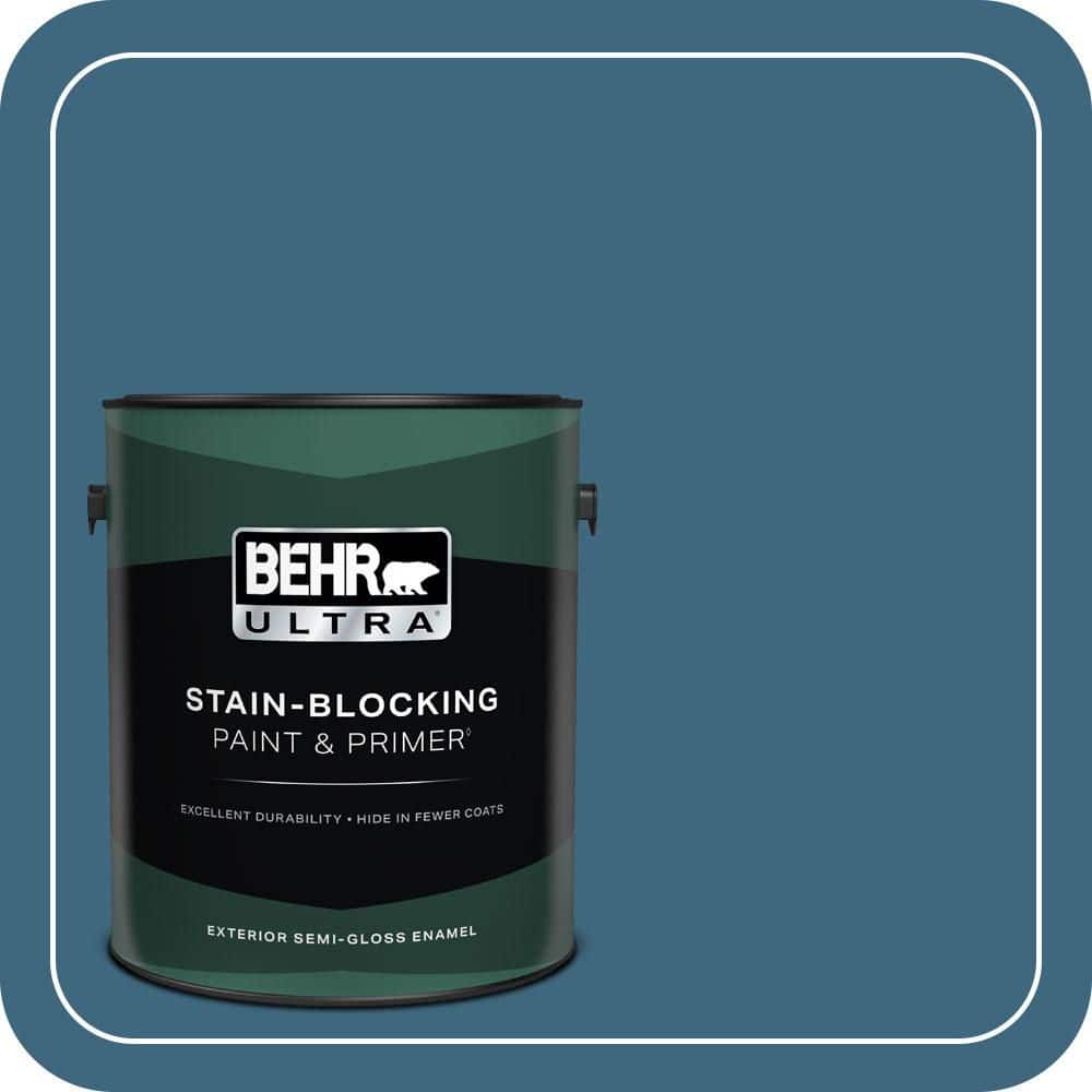 BEHR ULTRA 1 gal. #MQ5-61 Ocean Storm Semi-Gloss Enamel Exterior Paint & Primer
