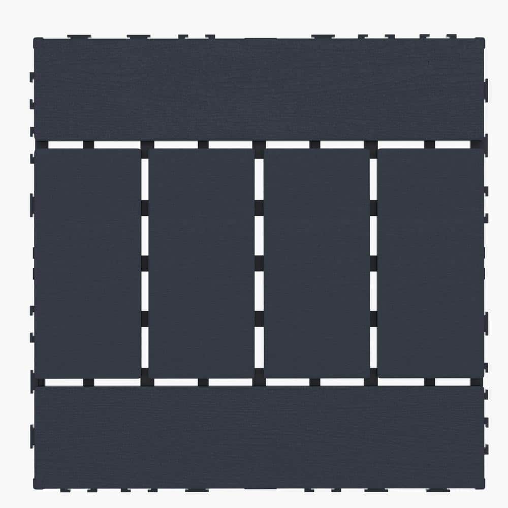 Tidoin Outdoor 1 ft. x 1 ft. Composite Deck Tile in Dark Gray (44 Per Box) (1)
