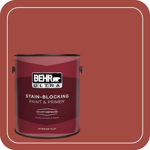 BEHR PREMIUM PLUS #170D-7 Farmhouse Red Flat Low Odor & Primer (4)