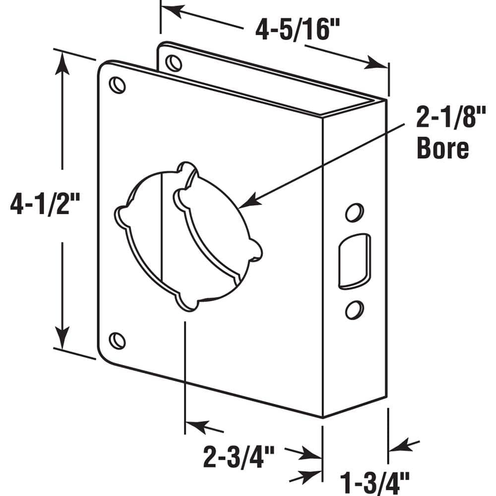 Prime-Line 1-3/4 in. x 4-1/2 in. Thick Solid Brass Lock and Door Reinforcer, 2-1/8 in. Single Bore, 2-3/4 in. Backset (2)