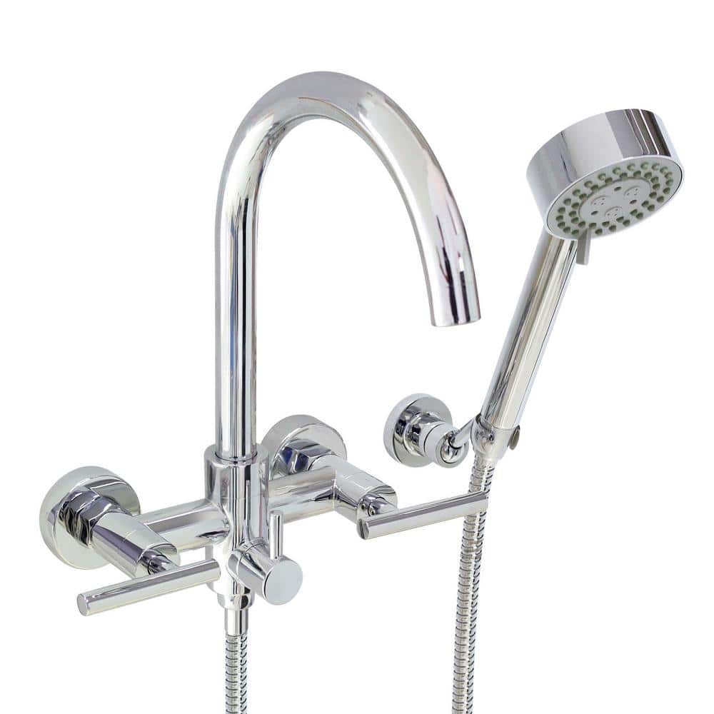 MODONA Modern 6 in. 2-Handle 3-Spray Tub and Shower Faucet with Massage Hand Held Shower in Polished Chrome (Valve Included) (1)