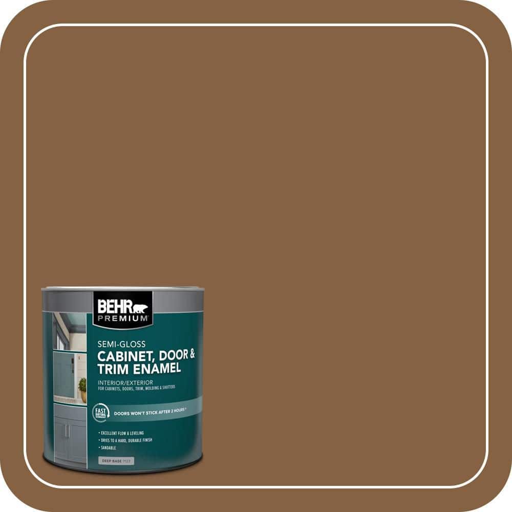 BEHR PREMIUM 1 qt. #MQ2-10 Burnt Caramel Semi-Gloss Enamel Interior/Exterior Cabinet, Door & Trim Paint (1)