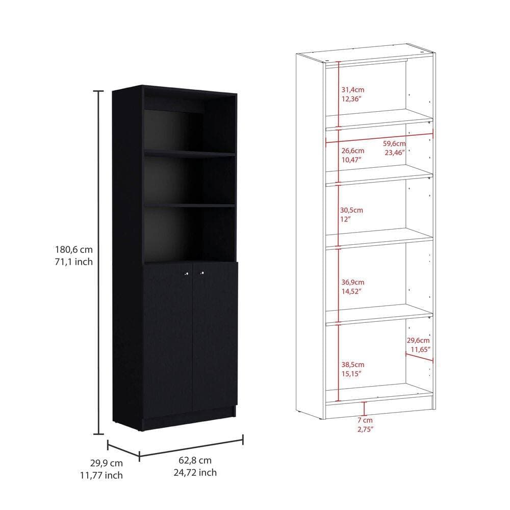 Tahanbath 23.60 in. W x 11.80 in. D x 11.80 in. H Black Particle Board Freestanding Linen Cabinet with 5 Shelves in Black (3)
