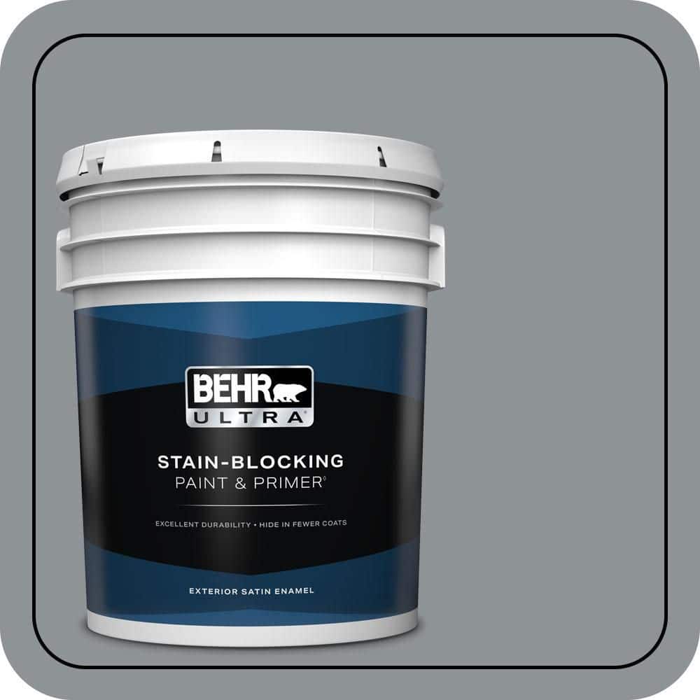 BEHR ULTRA 5 gal. #PPU26-05 Flint Gray Satin Enamel Exterior Paint & Primer