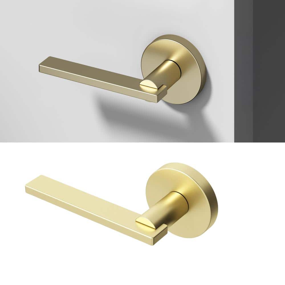 Okun Valli Metal Brushed Champagne Gold Dummy Door Handle with Round Rosette (1)