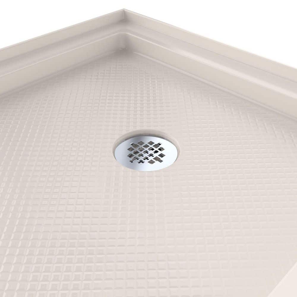 DreamLine SlimLine 60 in. L x 32 in. W Alcove Rectangular Biscuit Shower Pan Base with 2 in. Round Right Drain in Chrome (3)