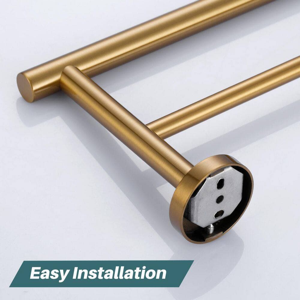 ARCORA Round Wall Mounted Single Towel Bar Brushed Gold (3)