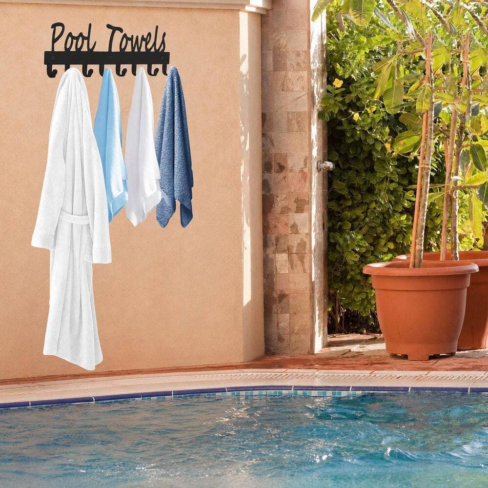 Unbranded Matte Black Carbon Steel 8-J-Hook Robe/Towel Hook Wall Drill Mount Pool Towel Rack Holder (3)