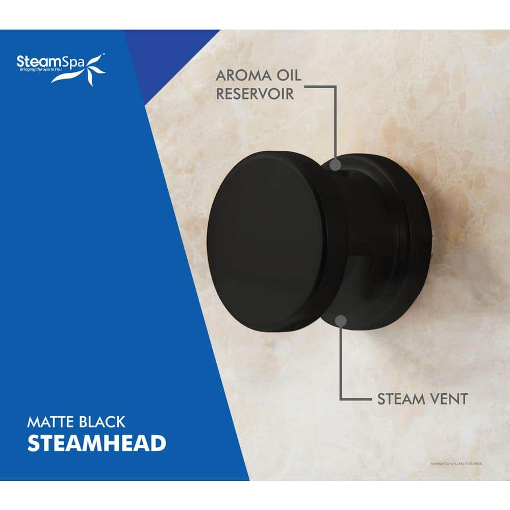 SteamSpa Steam Bath Generator 2 in. W Steam Head with Essential Oils Aromatherapy Scent Reservoir Channel in Matte Black (2)