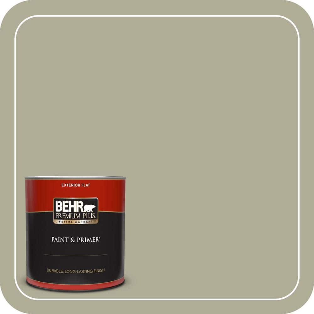 BEHR PREMIUM PLUS 1 qt. #MQ6-27 Sage Wisdom Flat Exterior Paint & Primer