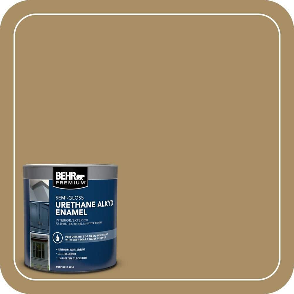 BEHR PREMIUM 1 qt. #350F-6 Fossil Butte Semi-Gloss Enamel Urethane Alkyd Interior/Exterior Paint (1)