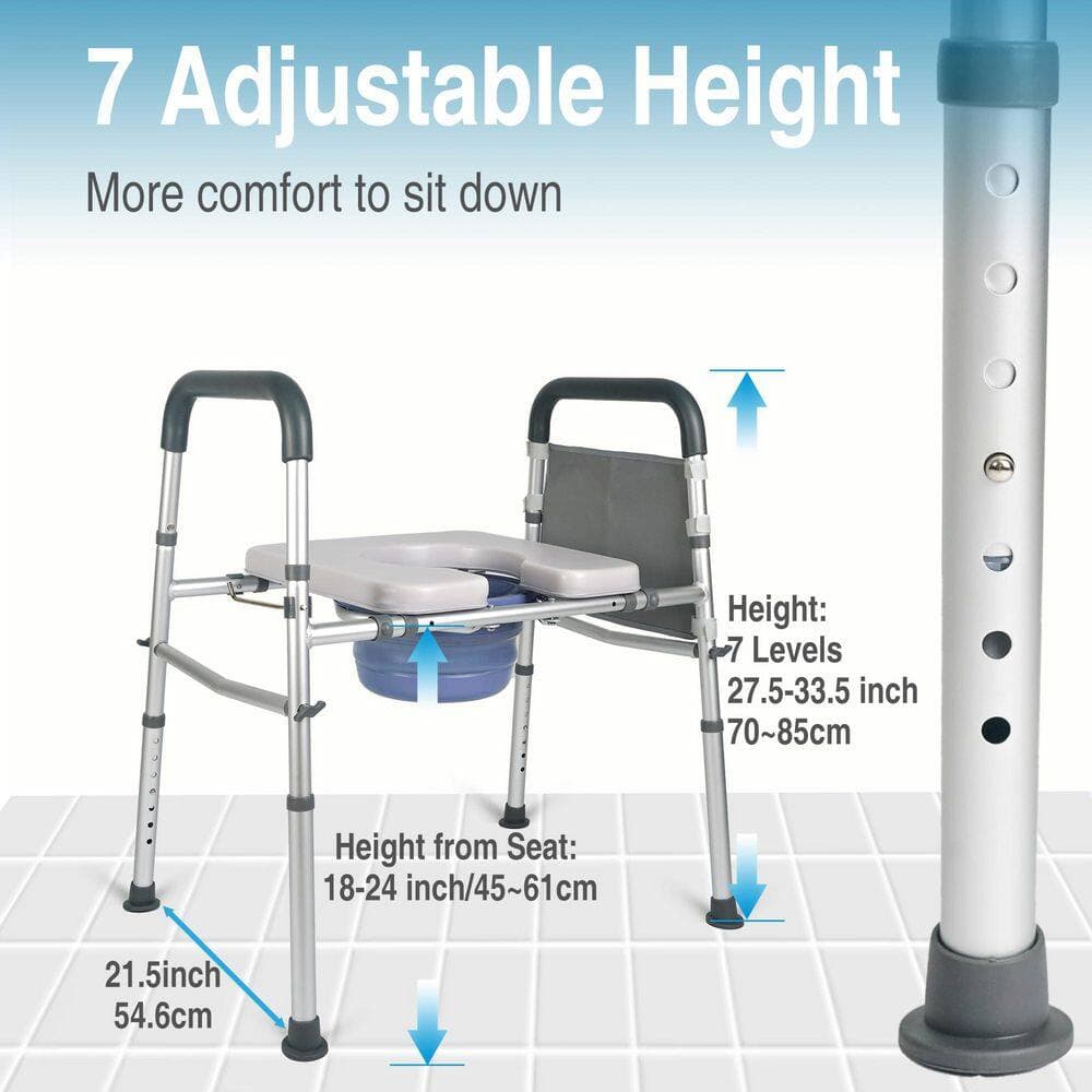 Numhew 3-in-1 Bedside Commode, Portable Potty Chair with Sturdy Dual-Crossbar Support Construction, Stable Raised Toilet Seat (2)