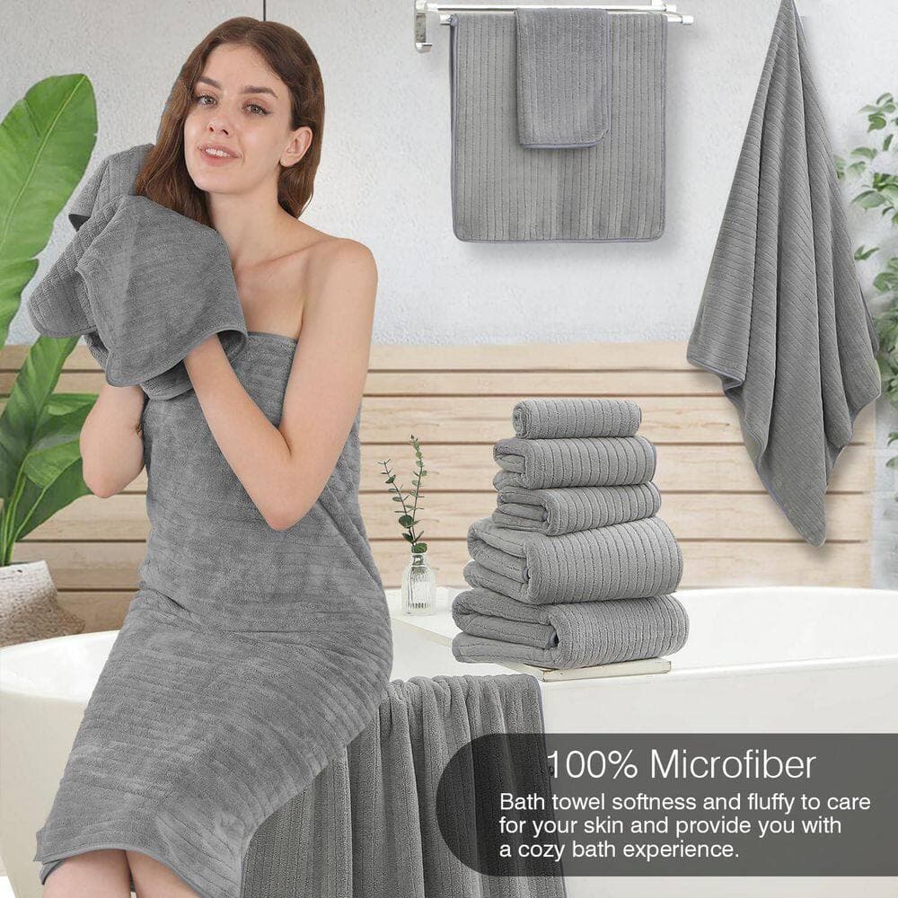 Wudkey 18-Piece Bathroom Accessory Set in Gray, Highly Absorbent Quick Dry Towels Set for Bathroom, Hotel and Spa (3)