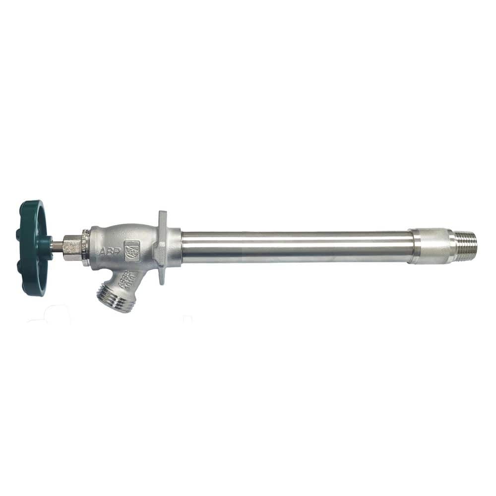 Arrowhead Brass 1/2 in. MIP x 3/4 in. MHT 8 in. Lead Free Anti Siphon Frost-Free Heavy Duty Wall Faucet, Vacuum Breaker-Stainless