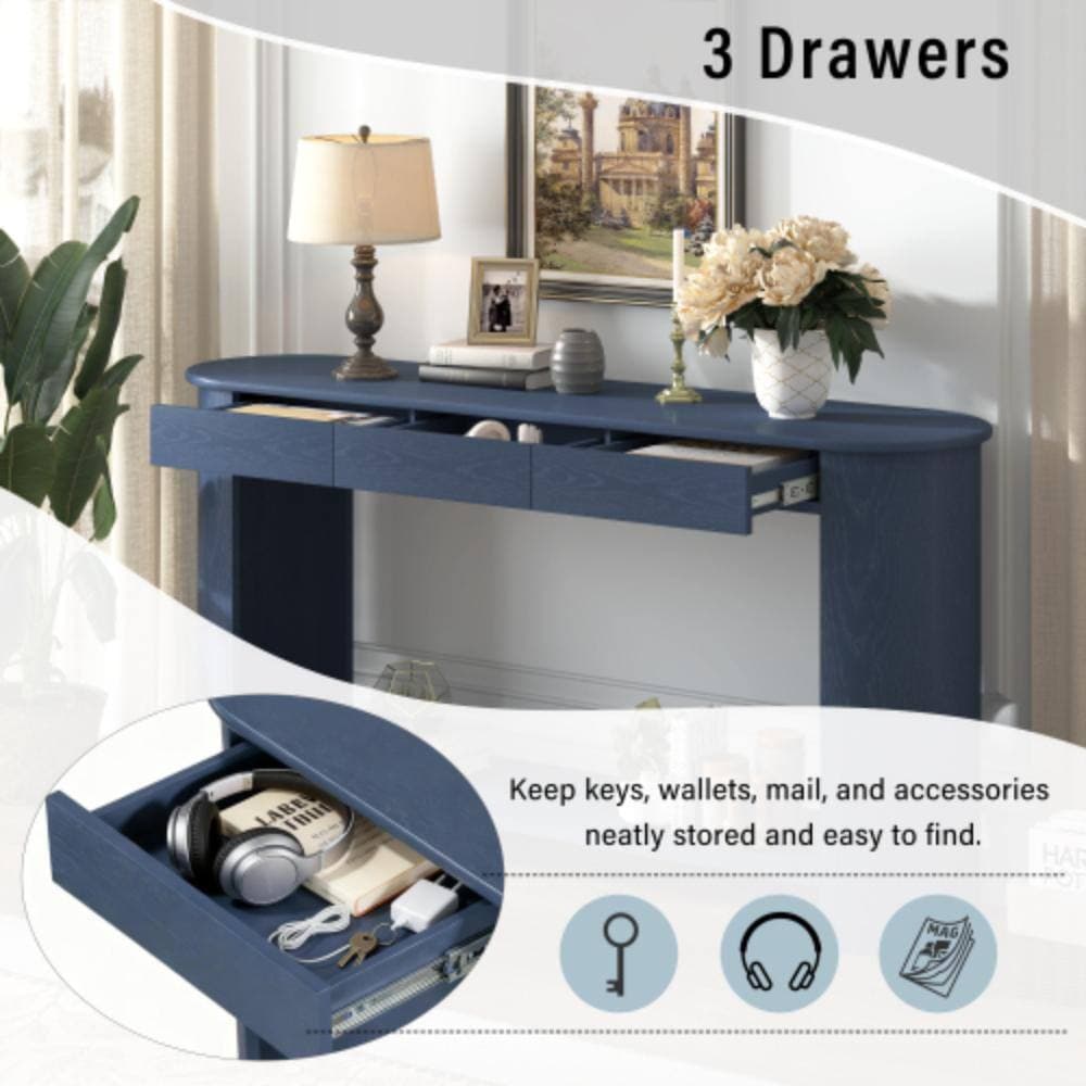 Unbranded 59.8 in. W x 15 in. D x 30.7 in. H Bathroom Navy Blue Linen Cabinet (3)