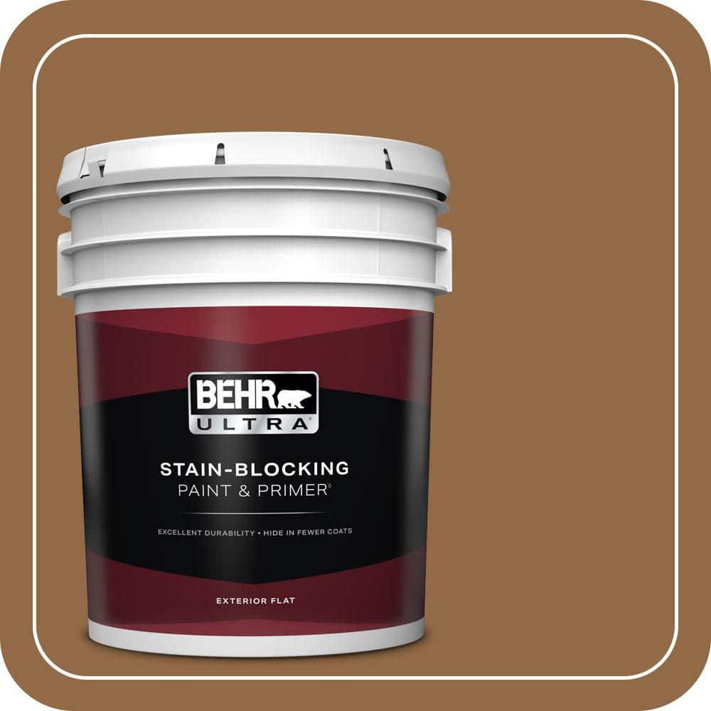 BEHR ULTRA 5 gal. #QE-31 Barcelona Brown Flat Exterior Paint & Primer