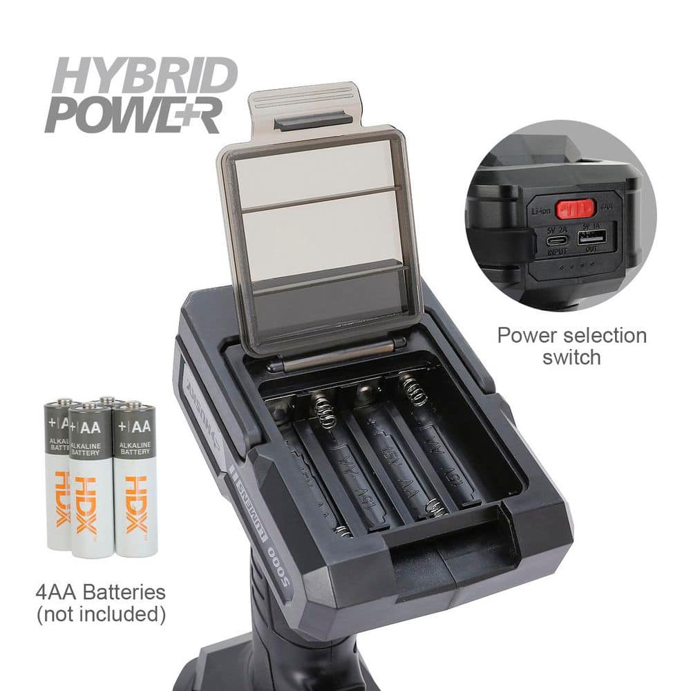 Husky 5000 Lumens Hybrid Power LED Rechargeable Swivel Rechargeable Spotlight (4)