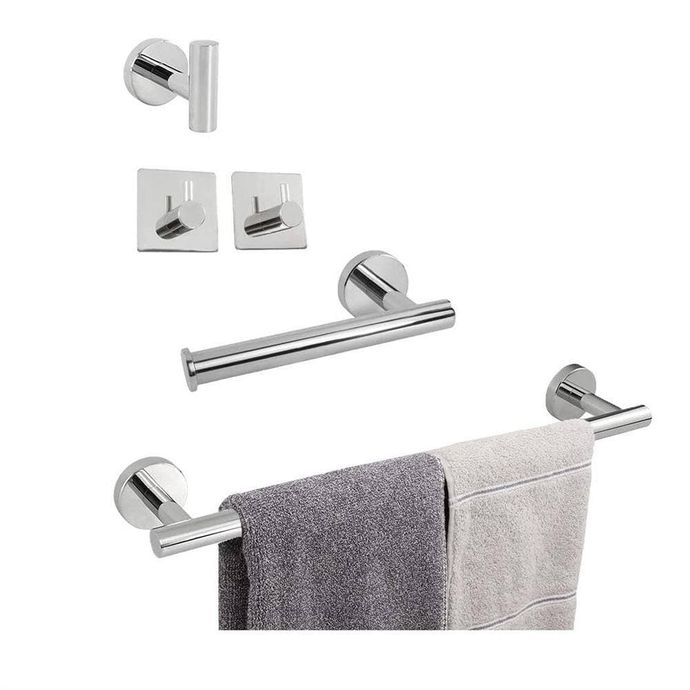 Cubilan 5-Piece Bath Hardware Set with Toilet Paper Holder, 3-Pack Robe Towel Hooks and Towel Bar (2)