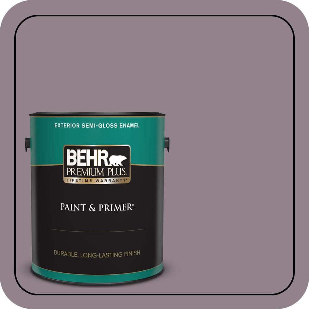 BEHR PREMIUM PLUS 1 gal. #N110-4 Gothic Purple Semi-Gloss Enamel Exterior Paint & Primer