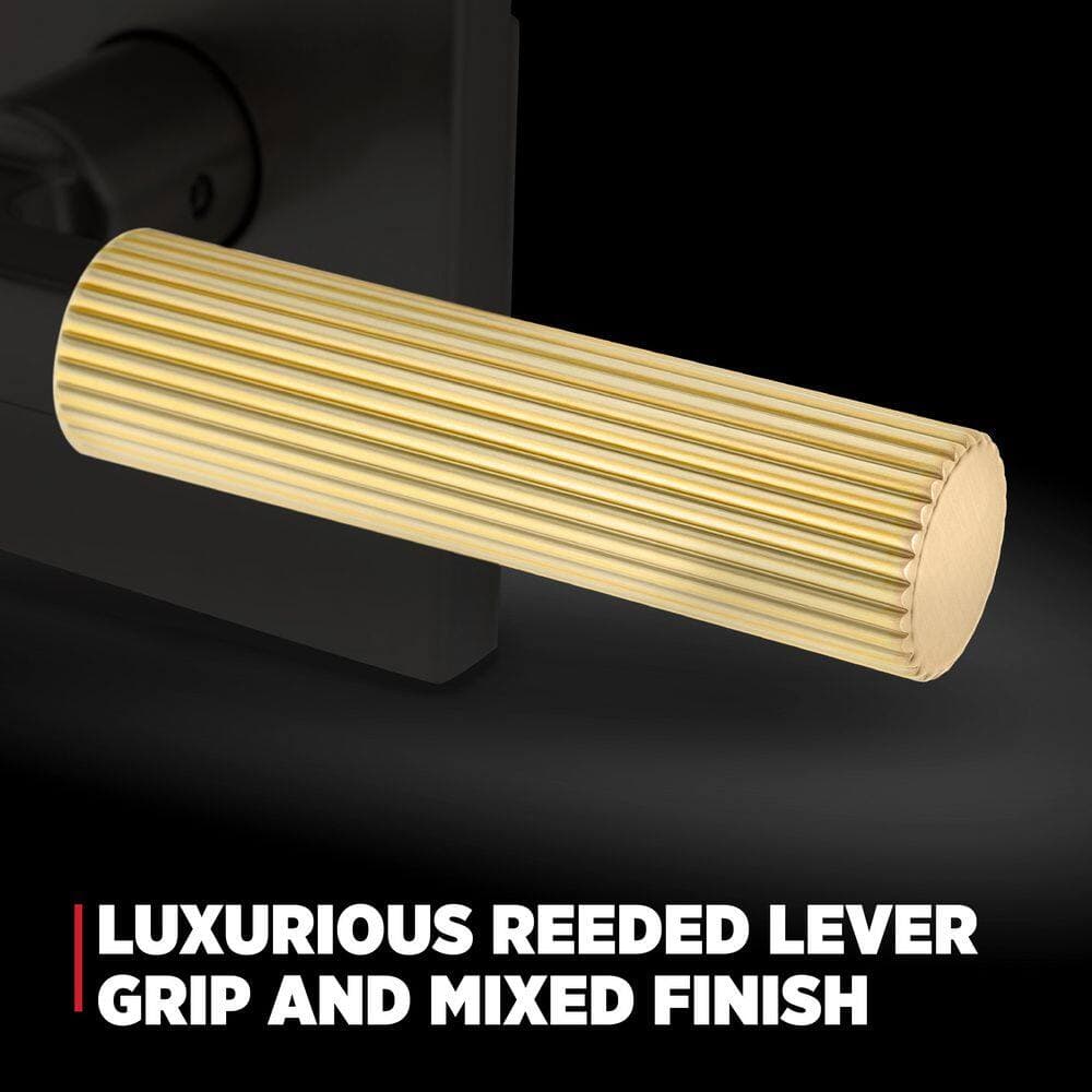 Kwikset Mirada Satin Brass Rectangle Half Dummy Door Handle with Microban Antimicrobial Technology (3)