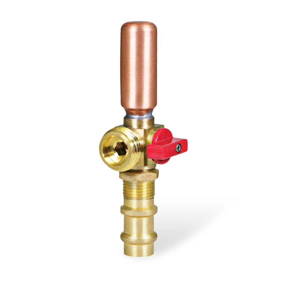 PLUMBFLEX 1/2 in. Press x 3/4 in. MHT Brass Washing Machine Replacement Valve with Hammer Arrestor Red- for Hot Water Supply (1)