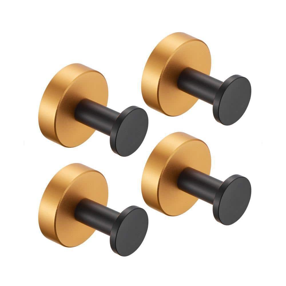 Unbranded Aluminium Round Base Bathroom Robe Hook and Towel Hook in Golden Black (4-Pack) (1)