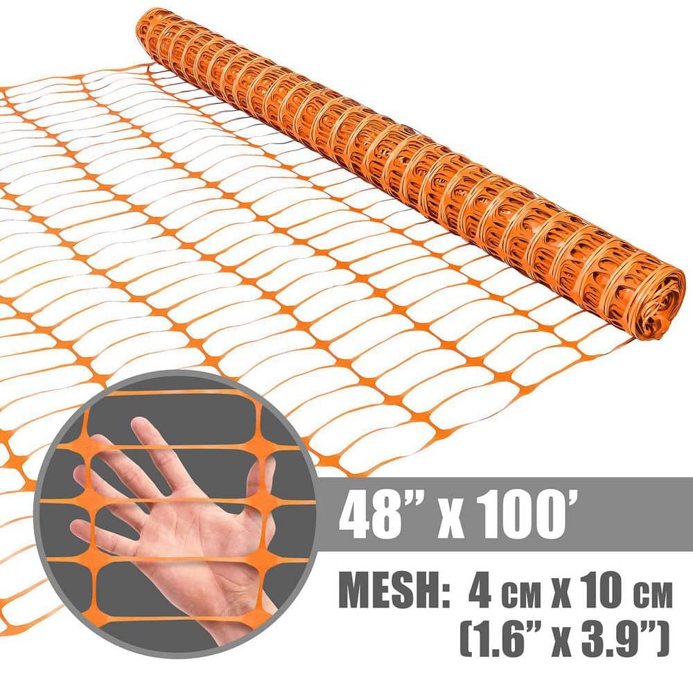 Fencer Wire 4 ft. x 100 ft. Outdoor Safety Fence, Plastic Fencing Roll for Construction Fencing Pet Fencing and Event Fencing (2)