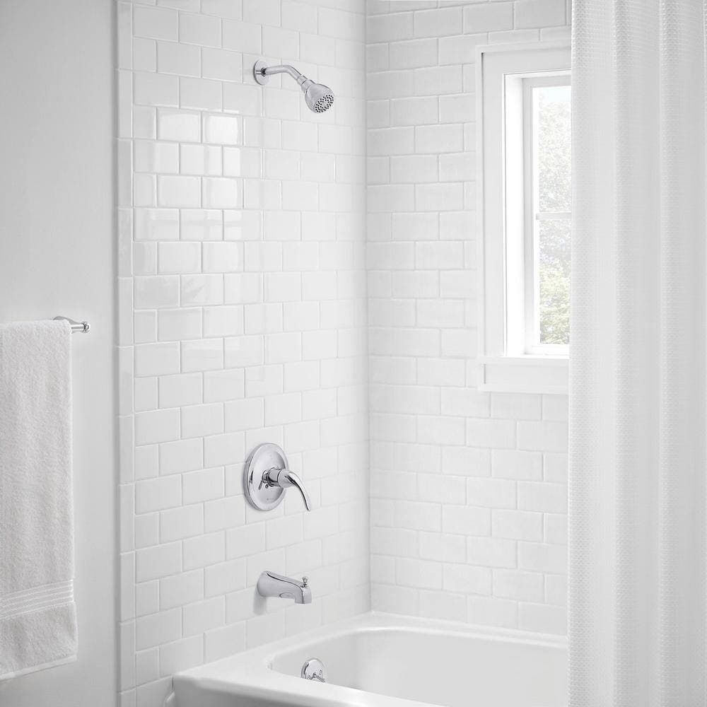 Glacier Bay Builders Single Handle 1-Spray Tub and Shower Faucet 1.8 GPM in Chrome (Valve Included) (2)