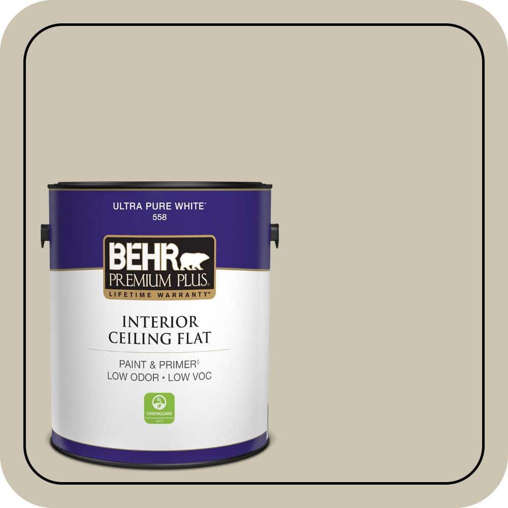 BEHR PREMIUM PLUS 1 gal. #N340-2 Dune Grass Ceiling Flat Interior Paint & Primer (1)