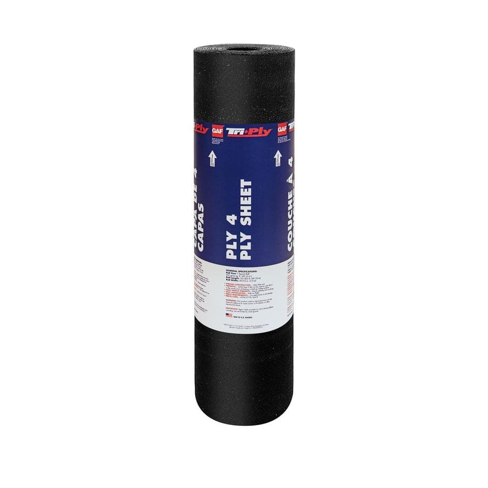 GAF Tri-Ply Ply 4 Standard Interply 3.28 ft. x 161.8 ft. (500 sq ft net) Low Slope Roofing Roll for Built-Up Roofing Systems (1)