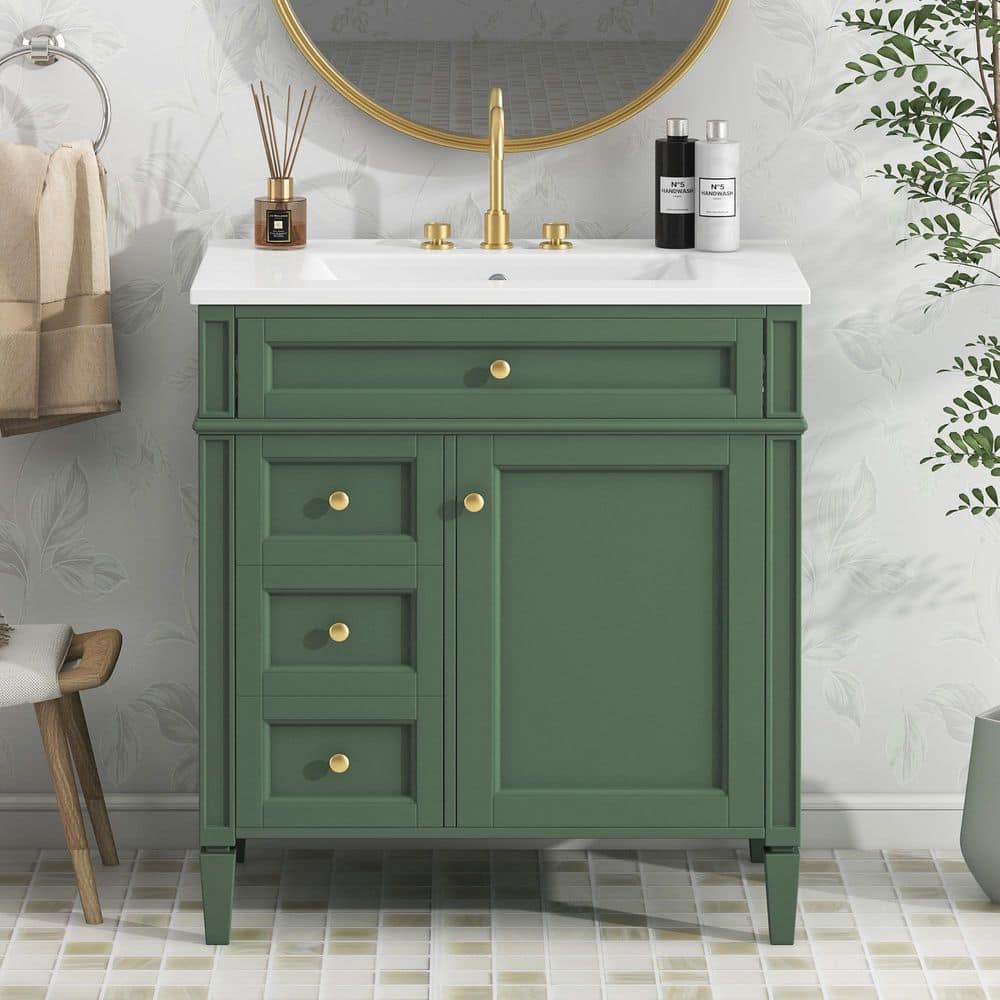Buruis 29.9 in. W x 18.9 in. D Sintered Stone Vanity Top in Oak with 1 Pre-Drilled Faucet Hole, Cabinet Not Included (1)