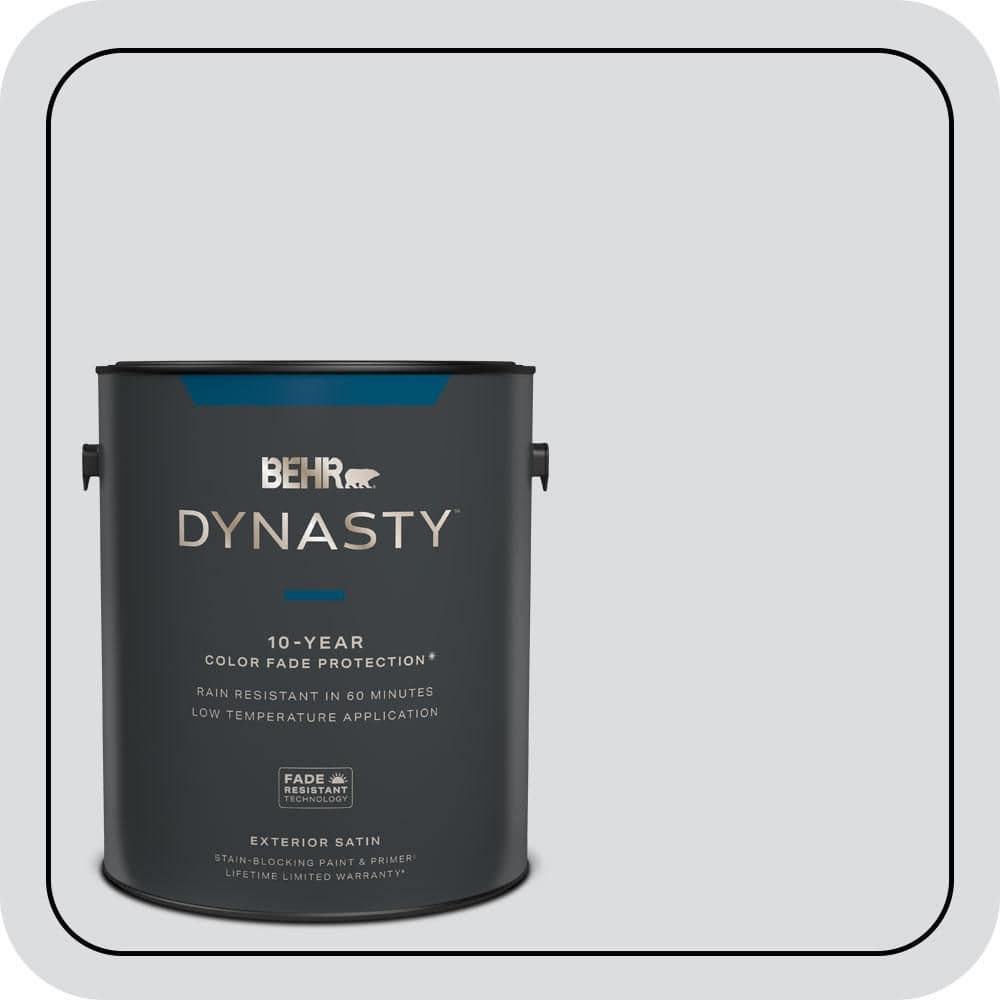 BEHR DYNASTY 1 gal. #N540-1 Script White Satin Enamel Exterior Stain-Blocking Paint & Primer