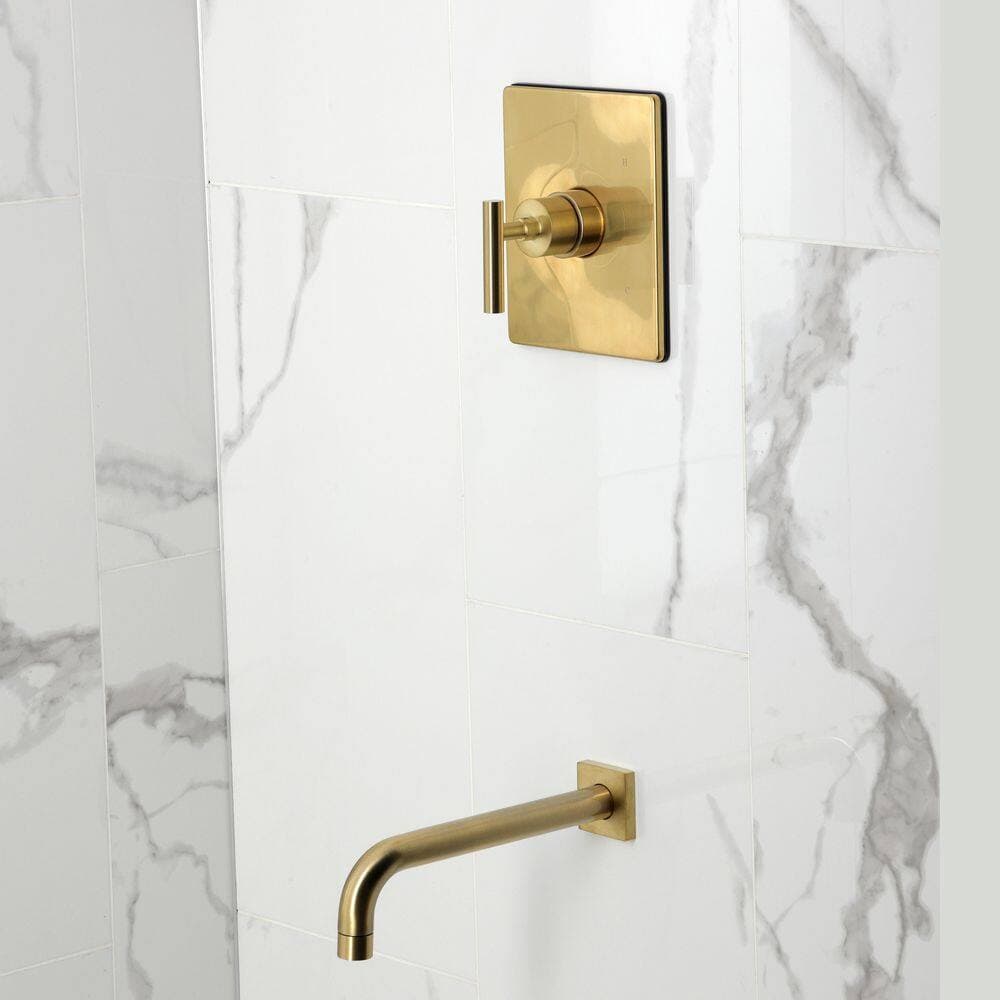 Kingston Brass Manhattan 1-Handle 1-Spray Tub and Shower Faucet 1.8 GPM in Brushed Brass (3)
