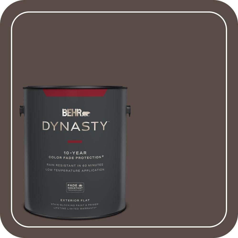 BEHR DYNASTY 1 gal. #PPU5-19 Dark Truffle Flat Exterior Stain-Blocking Paint & Primer