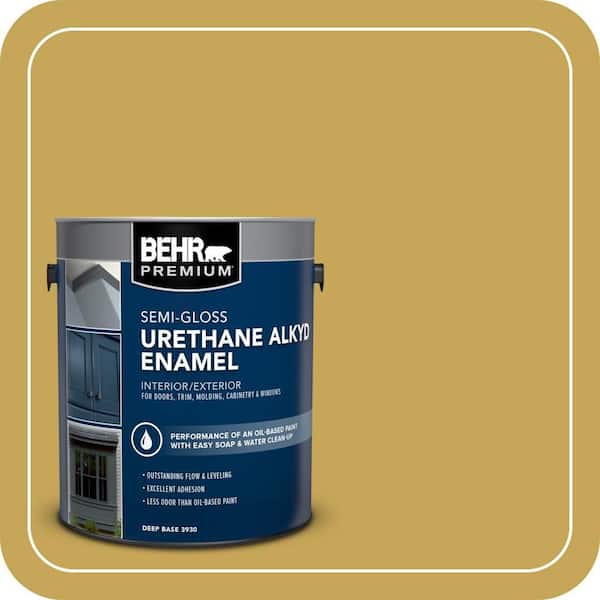 BEHR PREMIUM 1 gal. #PPU6-18 Lemongrass Urethane Alkyd Semi-Gloss Enamel Interior/Exterior Paint (2)