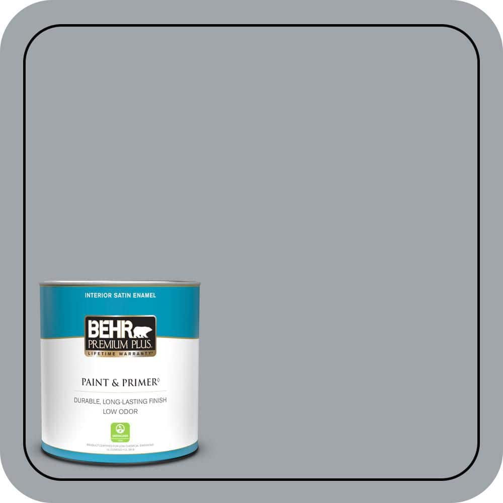 BEHR PREMIUM PLUS 1 qt. #PPU26-19 Chance of Rain Satin Enamel Low Odor Interior Paint & Primer