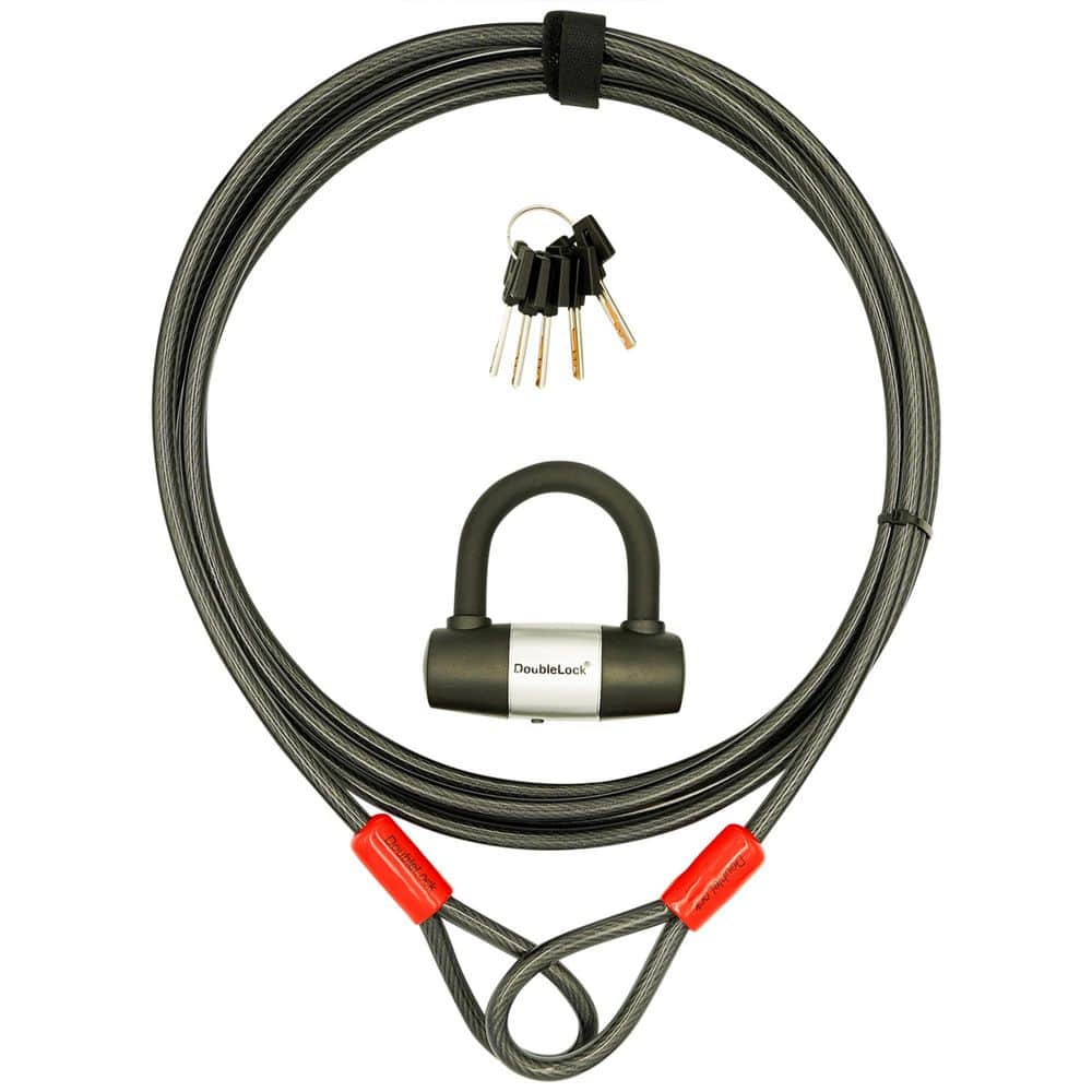 DoubleLock Tiger Shark, 16 ft. x 10 mm (3/8 in.) Heavy Duty Steel Cable and Mini U-Lock Bundle