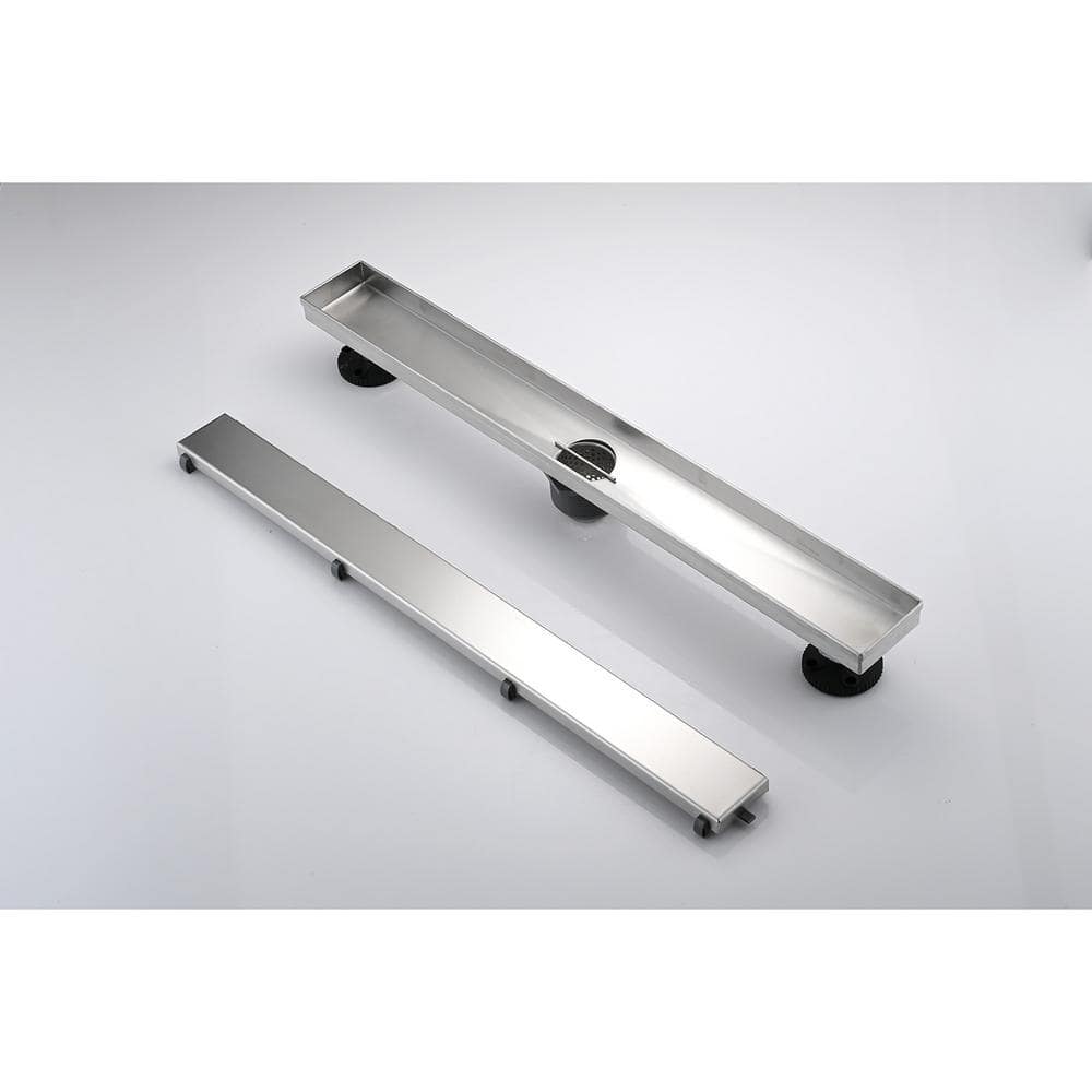 Miscool Ami 36 in. Linear Shower Drain with Tile-In Pattern Drain Cover In Brushed Nickel (3)