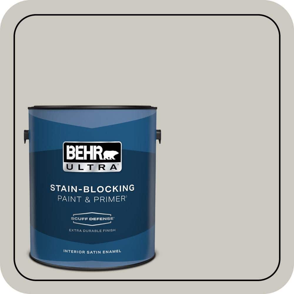 BEHR ULTRA 1 gal. Designer Collection #DC-008 Gratifying Gray Extra Durable Satin Enamel Interior Paint & Primer