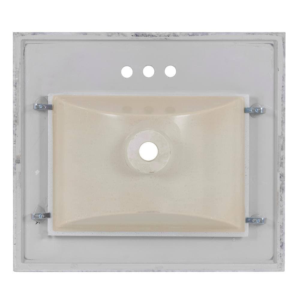 Home Decorators Collection 25 in. W 22 in. D Cultured Marble White Rectangular Single Sink Vanity Top (4)