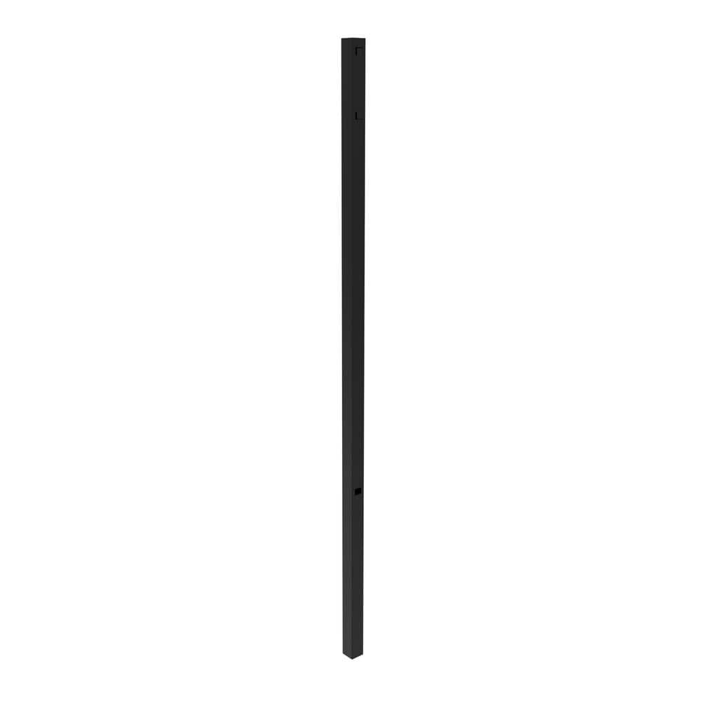 FORTRESS Athens 2-in x 2-in x 6.5-ft Gloss Black Aluminum Flat Top and Bottom Design Line Post for Pool Application (1)
