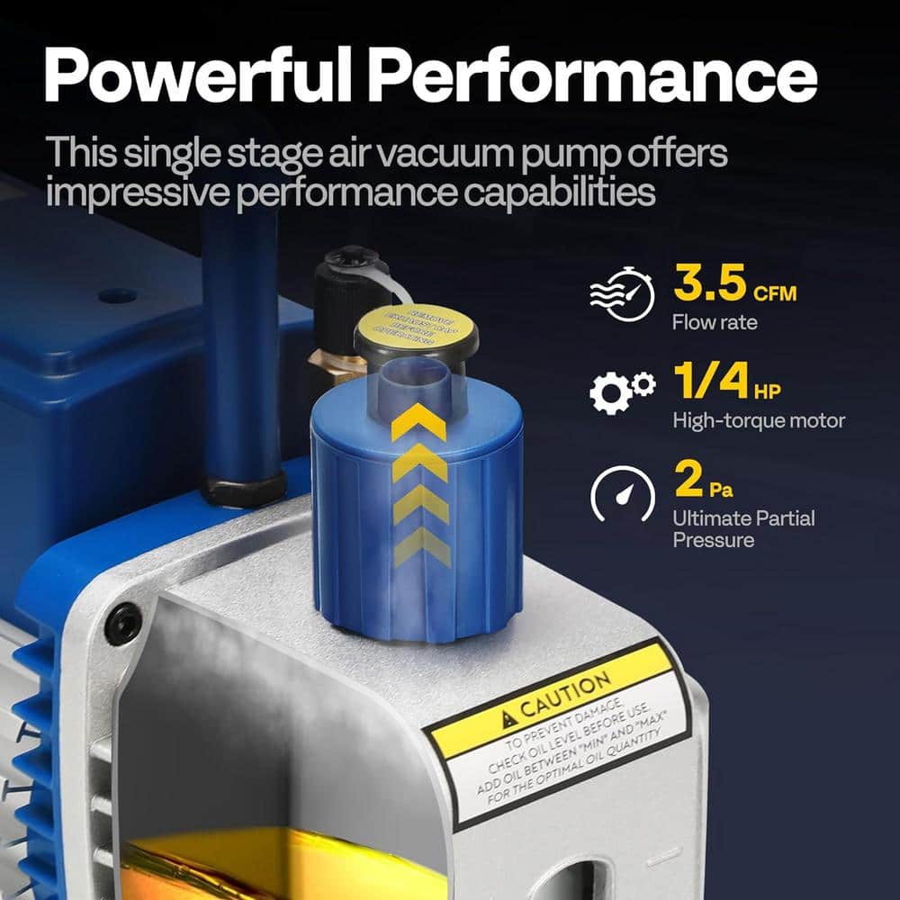 VIVOHOME 1/4 HP 3.5 CFM 110V Single Stage HVAC Vacuum Pump for Air Conditioner Refrigeration Maintenance with Oil Bottle (3)