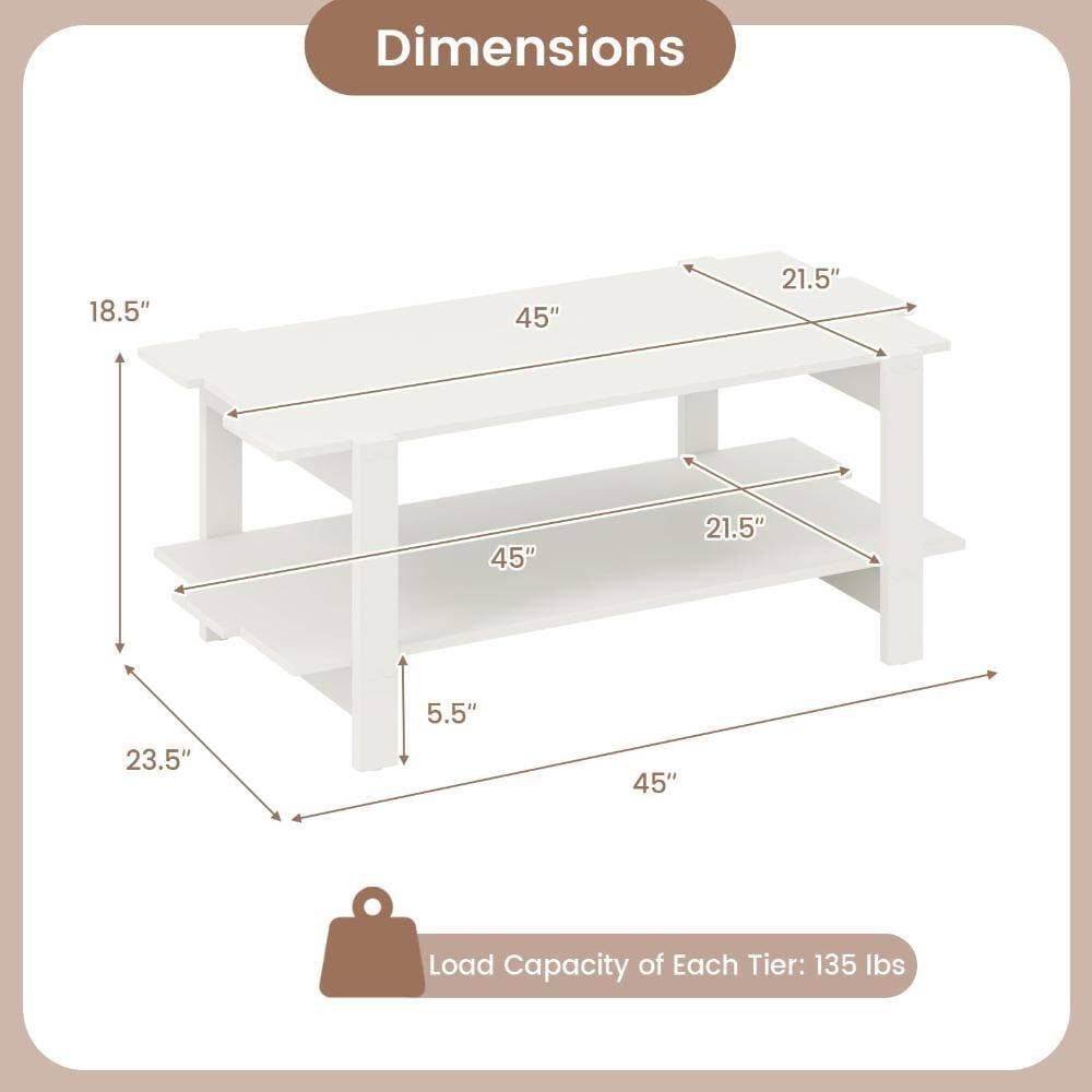 Volenca 2-Tier Slatted Coffee Table, Open Shelf Storage, Modern Living Room Center Table (3)